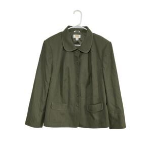 Talbot Womens Wool Green Blazer Suit Jacket Size 16W Ornate Buttons
